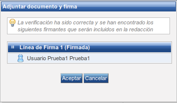 Firmantes obtenidos tras la verificación