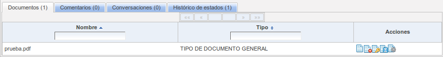 Lista de documentos de la petición