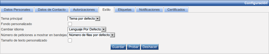 Pantalla de cambio de estilo