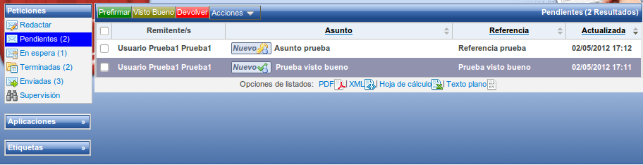 Bandeja de pendientes para navegadores no compatibles con la firma