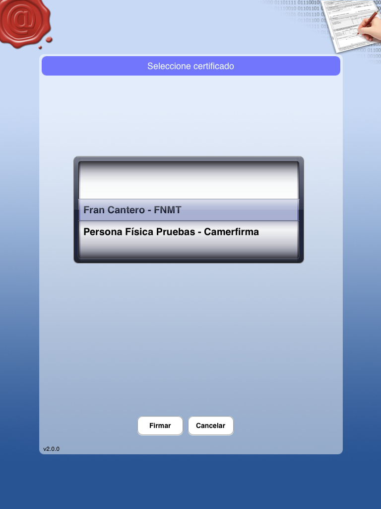 Selección de certificados en cliente iOS de Portafirmas